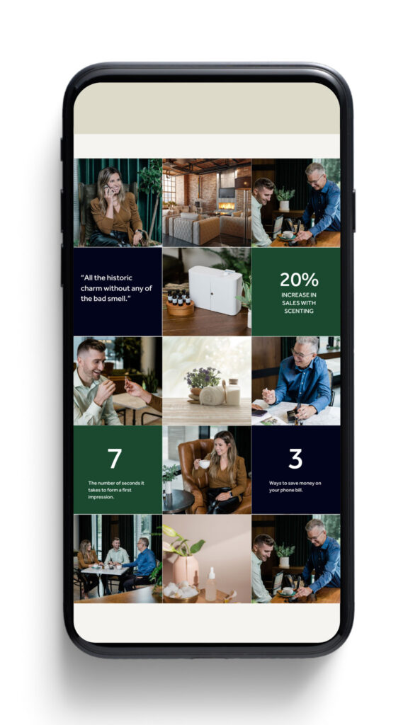 Social media feed designed for Sensory Marketing Pros. Rebranding artwork designed by LMC Agency, a creative brand agency in Grand Rapids, Michigan.