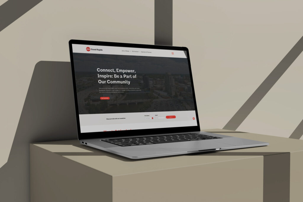 "After view" of the AIA Grand Rapids website. Lucera Studio, formerly known as LMC Agency, designed and developed a modern, responsive website for the non-profit architectural organization.