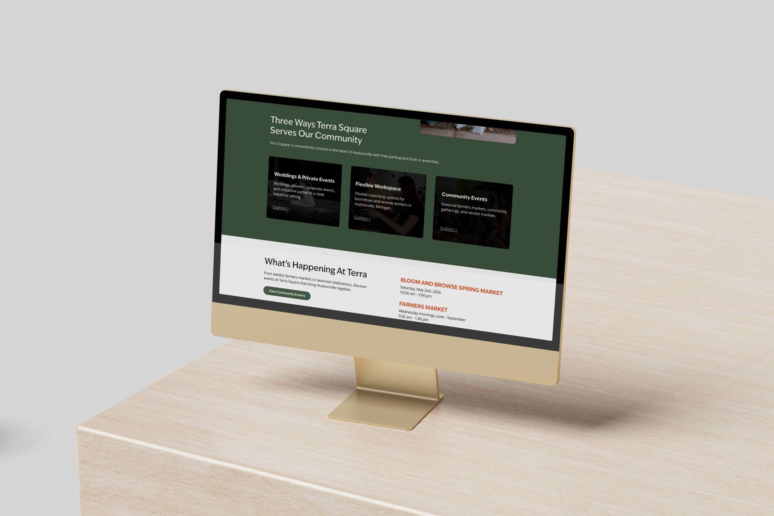 Terra Square event venue in Hudsonville, Michigan, following its brand and website refresh by Lucera Studio